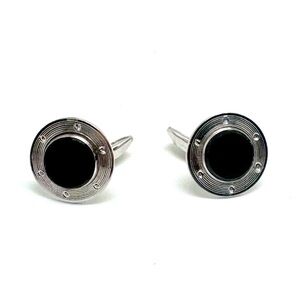 Sterling Silver and Black Onyx Cufflinks by Simmons Midcentury Modern Vintage